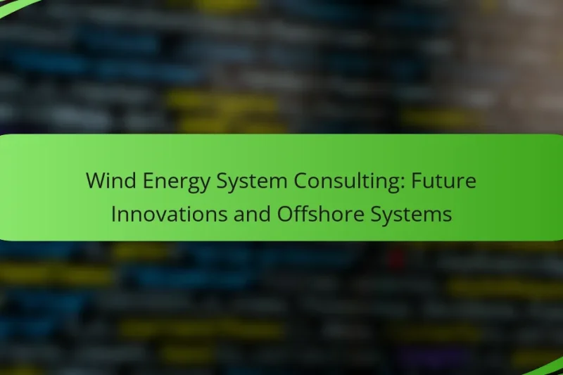 Wind Energy System Consulting: Future Innovations and Offshore Systems