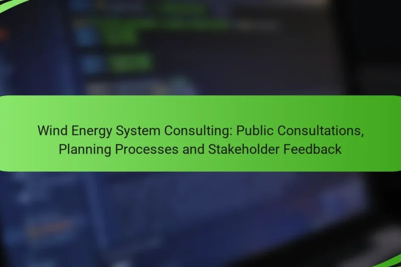 Wind Energy System Consulting: Public Consultations, Planning Processes and Stakeholder Feedback