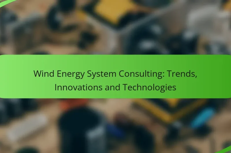 Wind Energy System Consulting: Trends, Innovations and Technologies