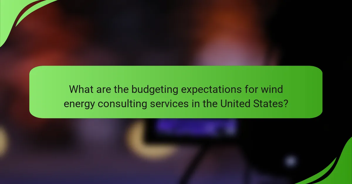 What are the budgeting expectations for wind energy consulting services in the United States?